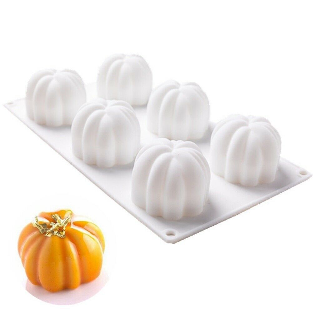 6 Cavity Silicone Pumpkin Cake Mold for Baking Mousse DIY Pastry Decorating Tool