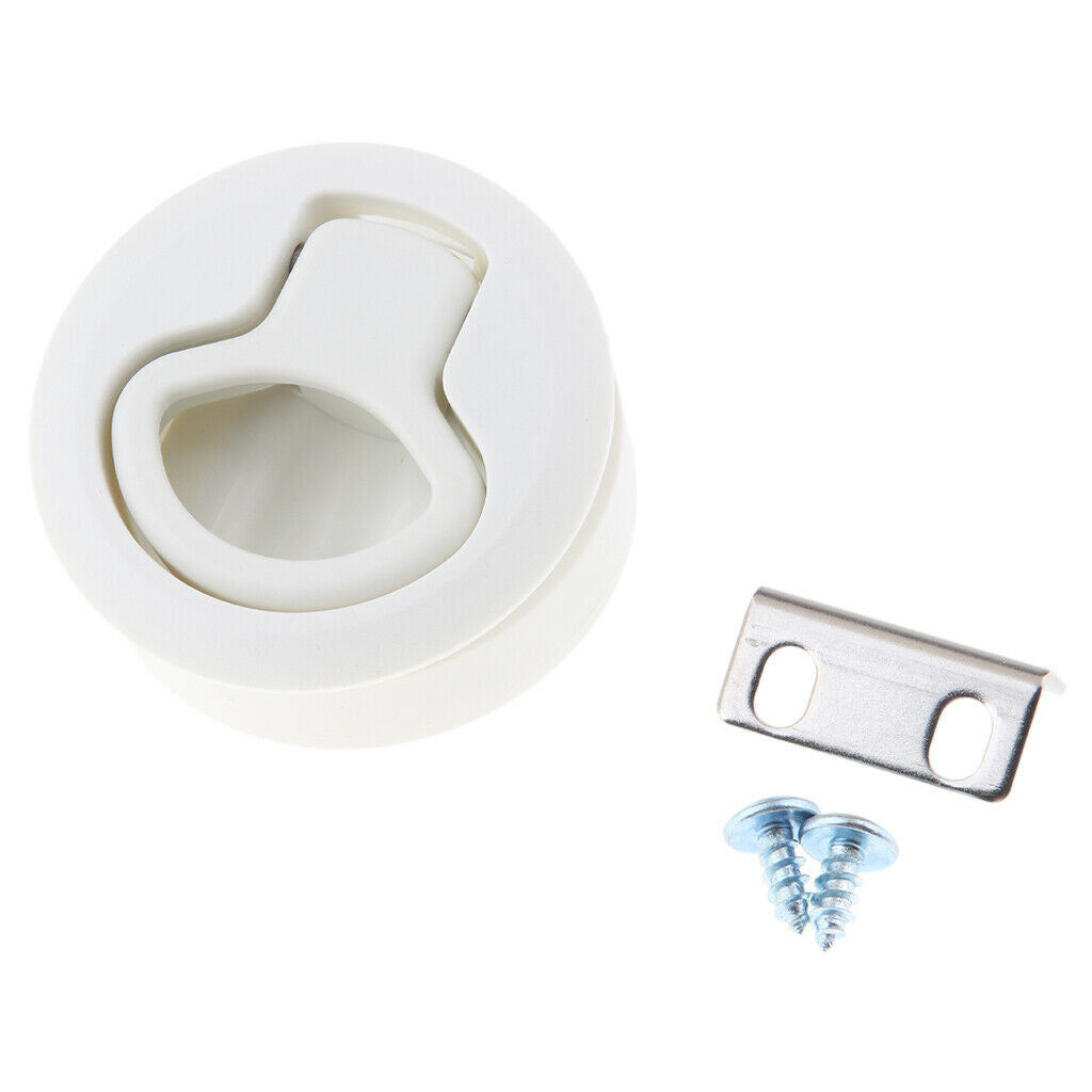 White Boat Car Locker Hatch Slam Latch 2.4" Round Marine Lock Flush Handle