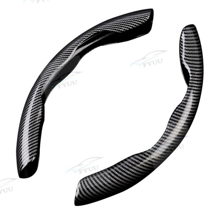 2PC Car Interior Steering Wheel Booster Cover Carbon Fiber Look Non-Slip Cover