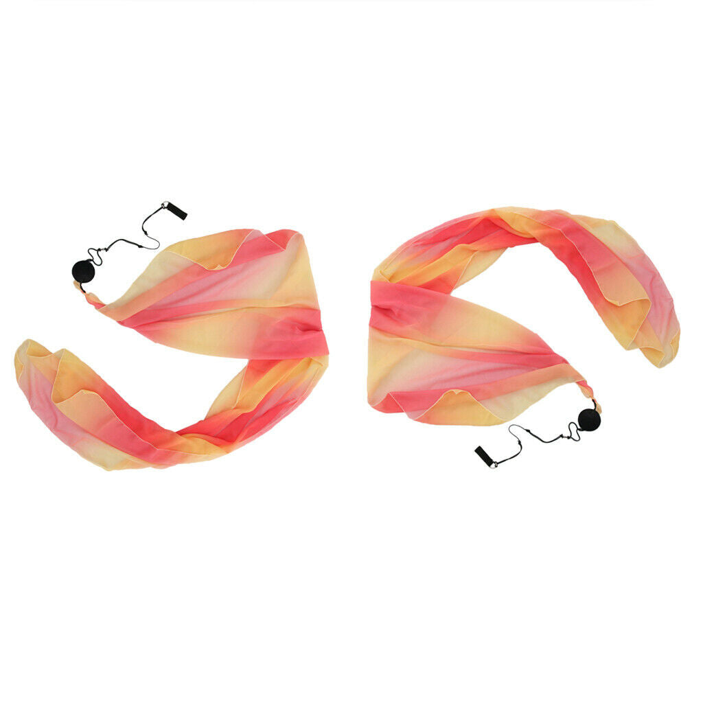 2 Pack Silk Veil Poi Thrown Ball for Belly Dance Yoga Party Club Accessories