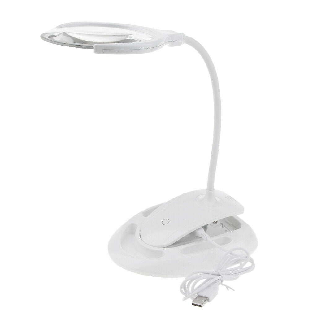 Detachable 3X/8X Magnifier w/ Light Desk Magnifier Lamp For Nail Art Reading