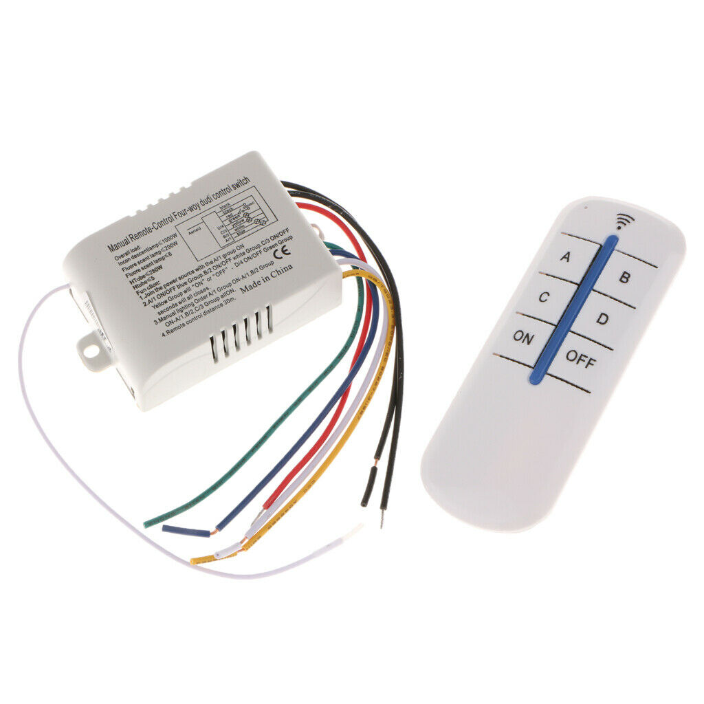 220V Wireless Lamp Light RF Remote Switch Receiver Module Controller 4 Way