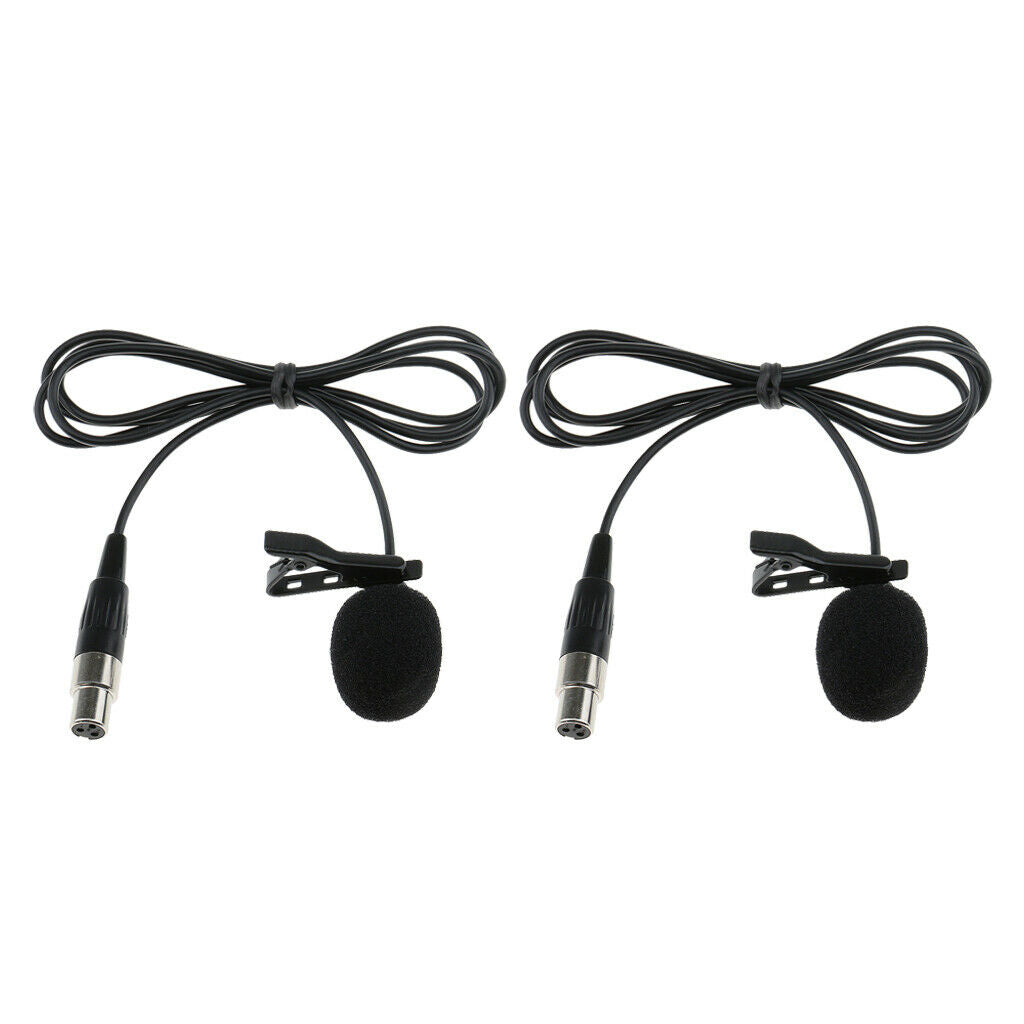2 Pieces Wired Lavalier Lapel Microphone for Camcorder 3 Pin 1M Tie Clip-on