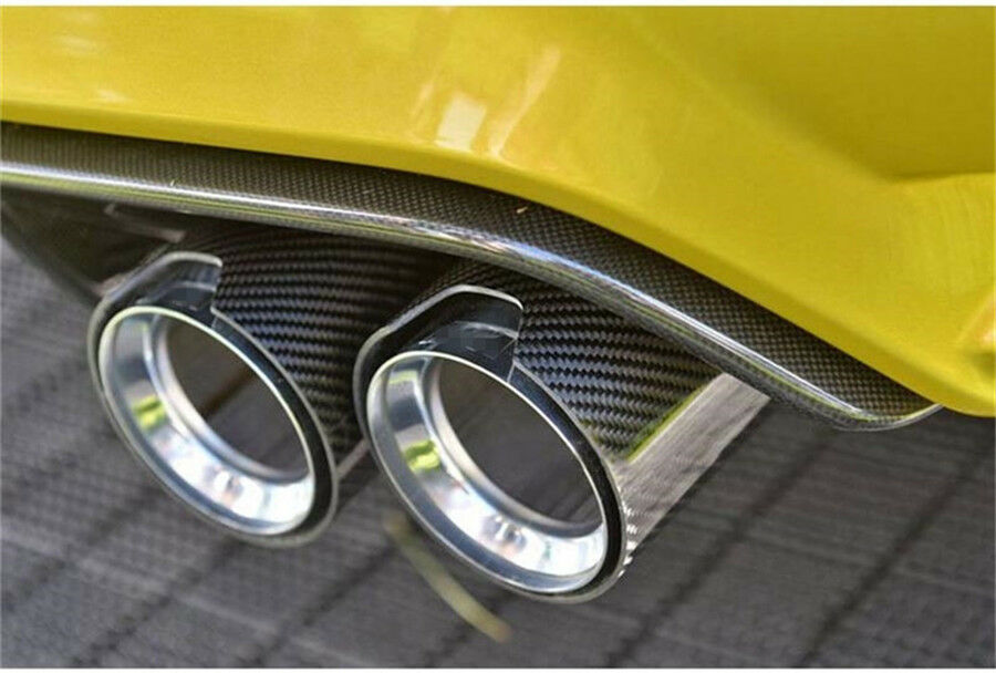 2.5'' in-3.5'' out Universal Car Real Carbon Fiber Exhaust End Tips Glossy Black