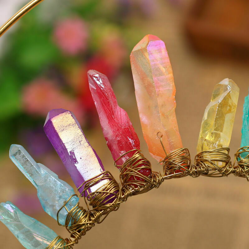 Women Headband Celtic Headpiece Natural Stone Artificial Crystal Double layer