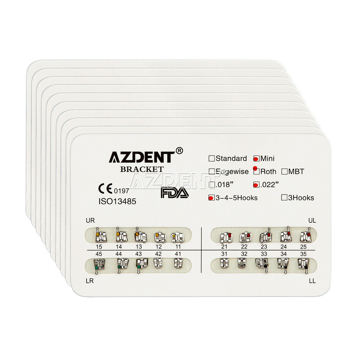 20 kits AZDENT Dental Orthodontic Brackets Braces Mini Roth 022 Hooks 3-4-5