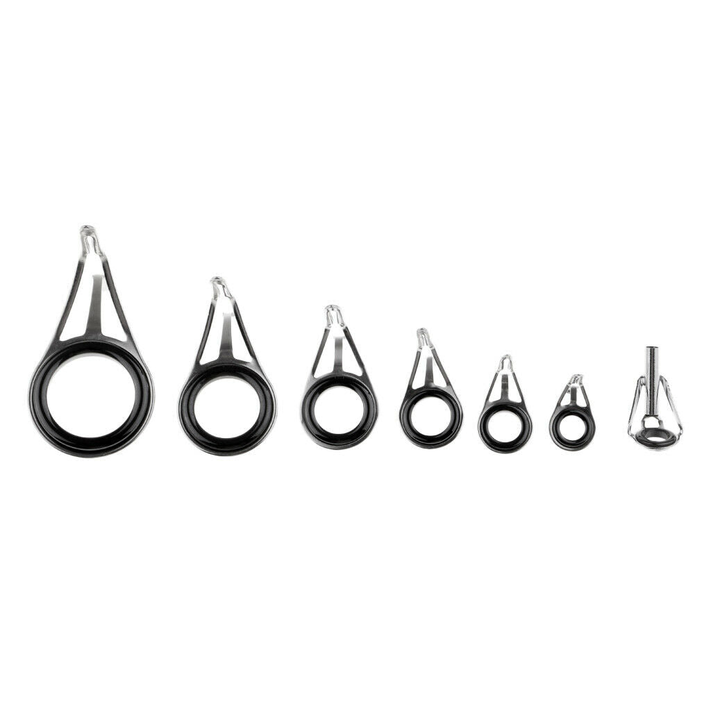 7pcs Rod Repair Kit Fishing Rod Guides Tips Tops Double Leg Ceramic Ring