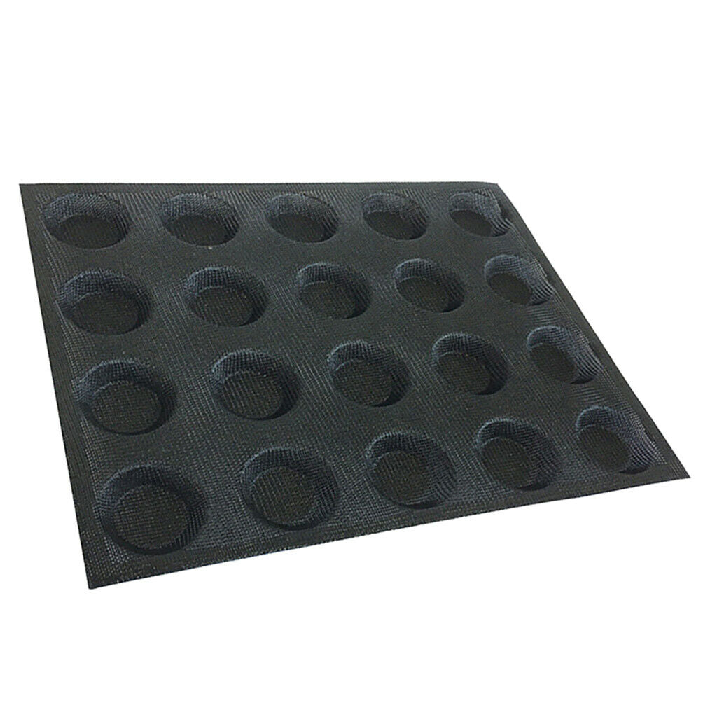 Silicone Hamburger Forms Peforated Bakery Bun Bread Mould Baking Tray 20 Cup