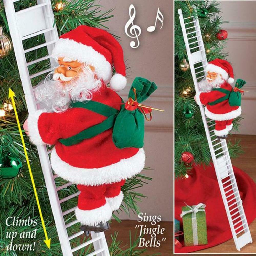 Electric Santa Climbing Ladder Christmas Indoor Outdoor Xmas Holiday Door Wall