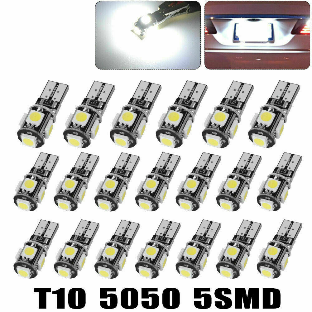 6x T10 5-SMD 5050 Super White LED Light Bulbs 192 168 194 W5W 2825 158 12V 6500K