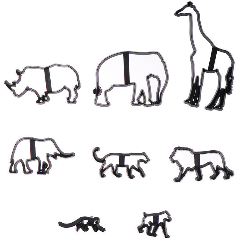 8Pcs Animal Cookie Cutter Plastic Elephant Lion Giraffe Leopard Fondant C.l8