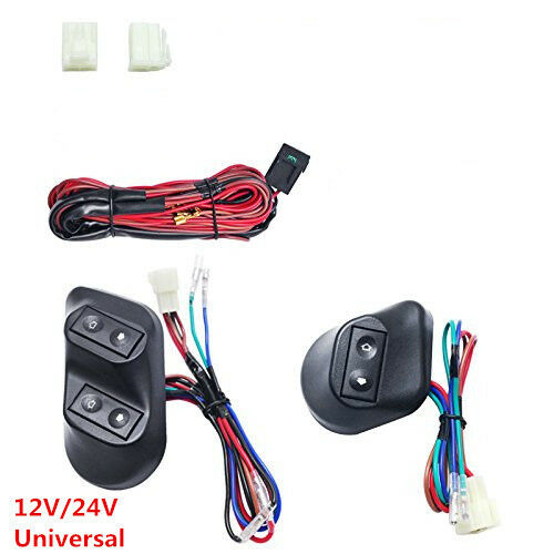3PCS Buttons Car Electric Power Window Switch & 12V Wire Harness Kits Universal