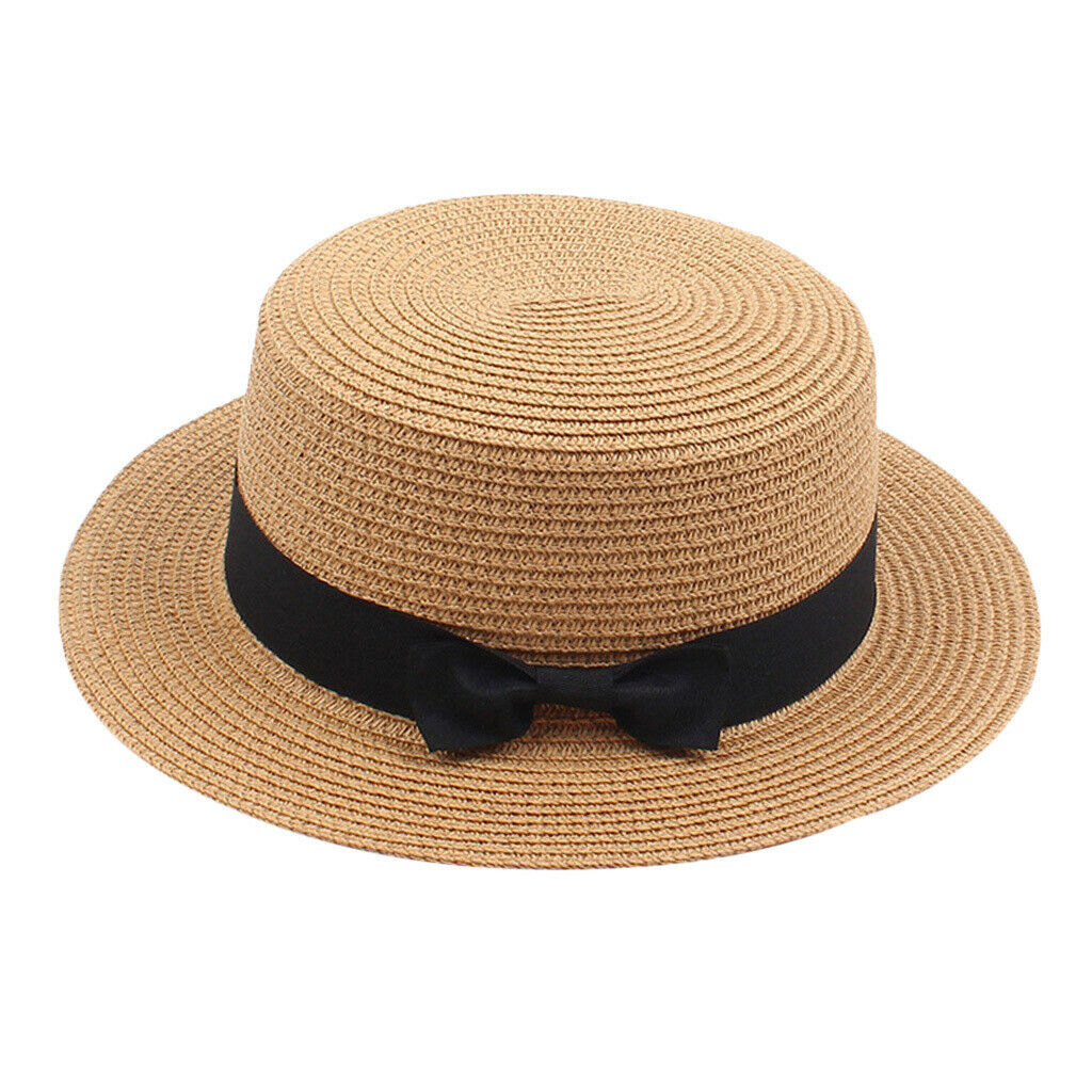 Church Bow Fedora Hat Wide Brim Sun Hat Sun Protection Outdoor Light Brown