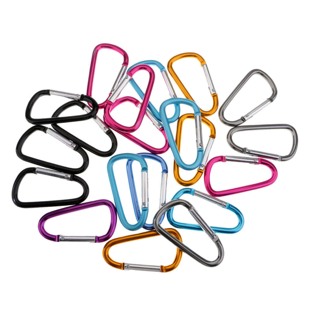 20 Pcs Spring Carabiner Clip Snap Hook Hanger Keychain Camping Hiking Kayak