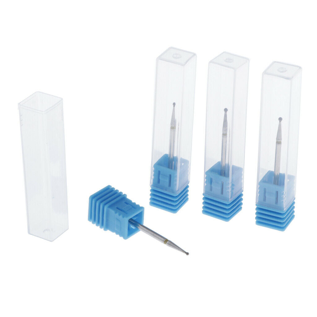 4pcs Carbide Cuticle Clean Drill Bits Smooth Top, 3/32 Shank Nail Bits for