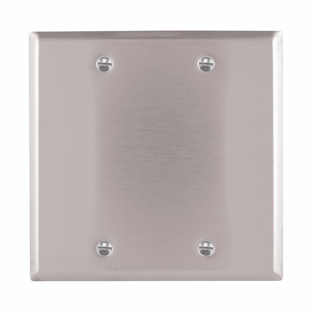 1pc-EATON COOPER 93152 2-Gang Stainless Steel Standard Size Bank Wallplate