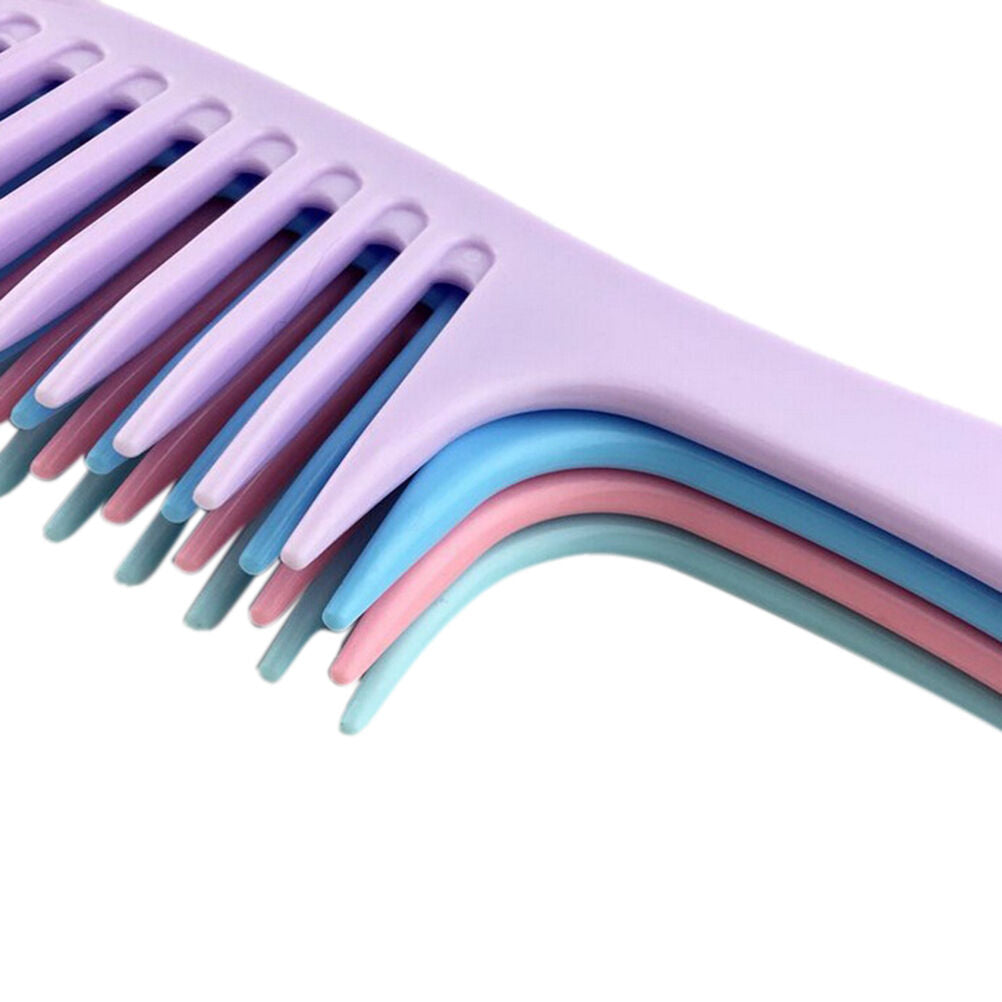 Hairdressing Salon Plastic anti-static handle wide Tooth Hair Comb Detangling、DD
