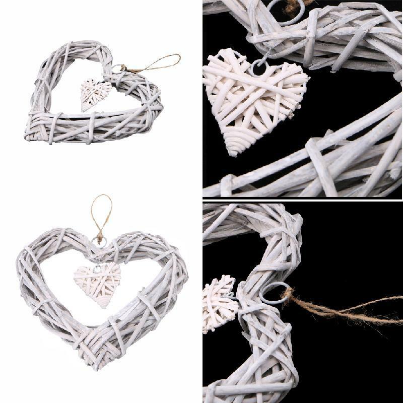 Wicker Love Heart Shape Shabby Chic Wreath Hanging Wedding Birthday Party Decor