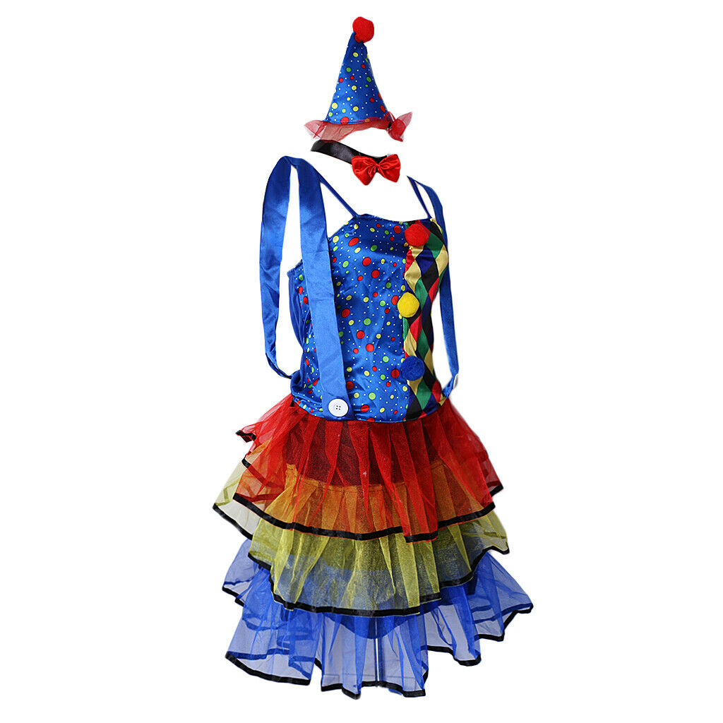 Circus Clown Costume Comedy Woman Ladies Dress Party Fancy Dress
