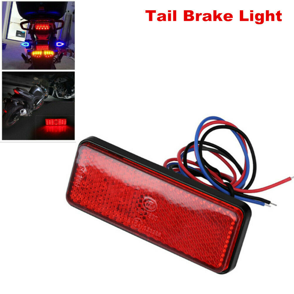 Universal Red Rectangle Truck Motorcycle RV LED Reflector Tail Brake Stop Light