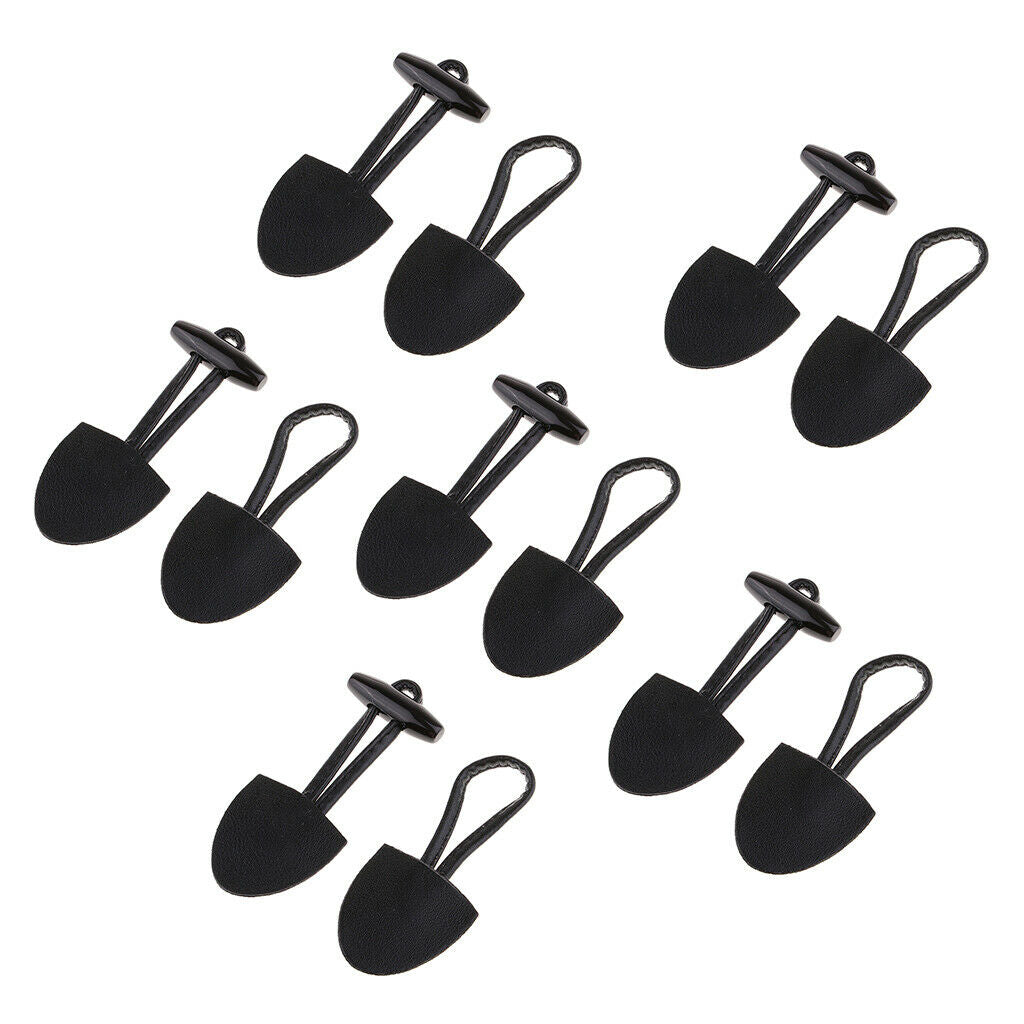 6 Pairs PU Leather Horn Toggle Buttons DIY Duffle Coat Fastener Buckle Accessory