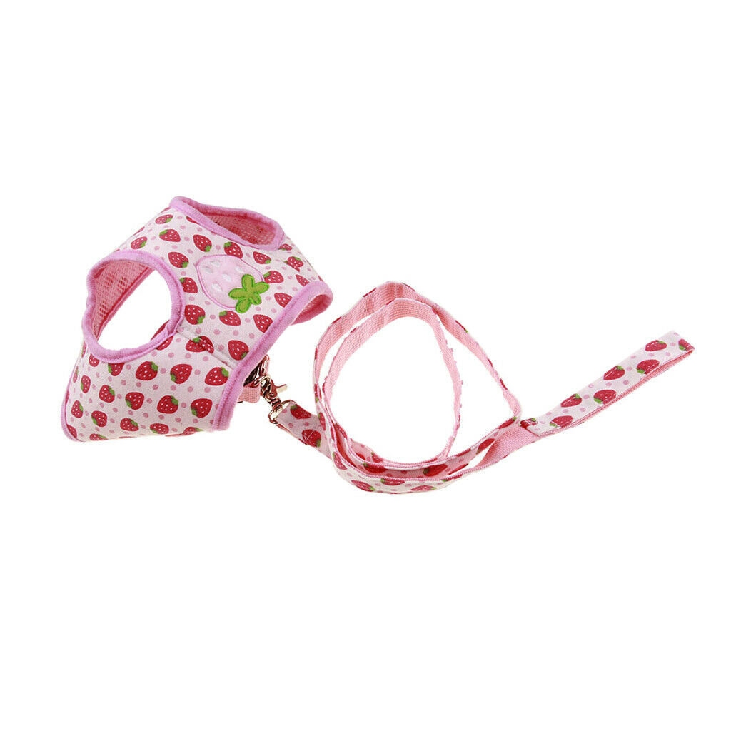 Pet Dog Walking Vest Harness Puppy Leash Training Chest Straps Strawberry L