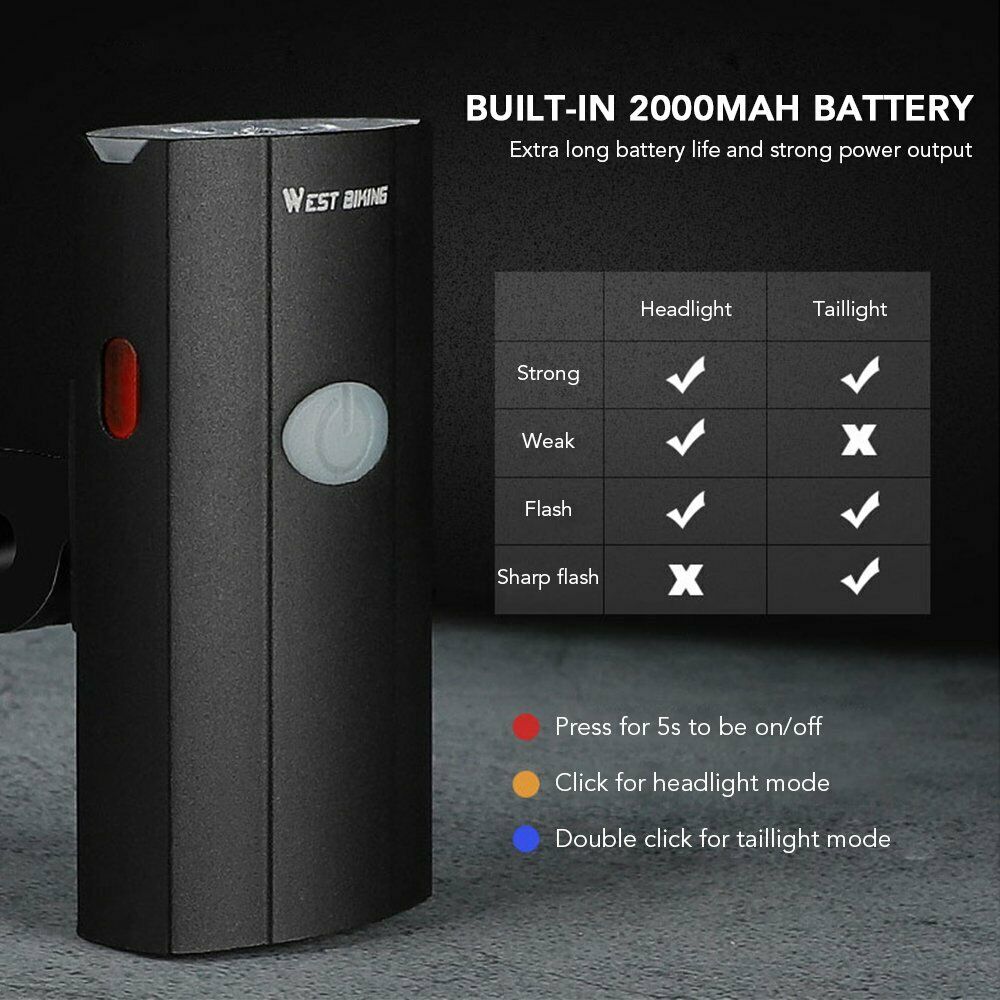 USB Rechargeable Flashlight Bike MTB Light Cycling Helmet Headlight Rear Lamp