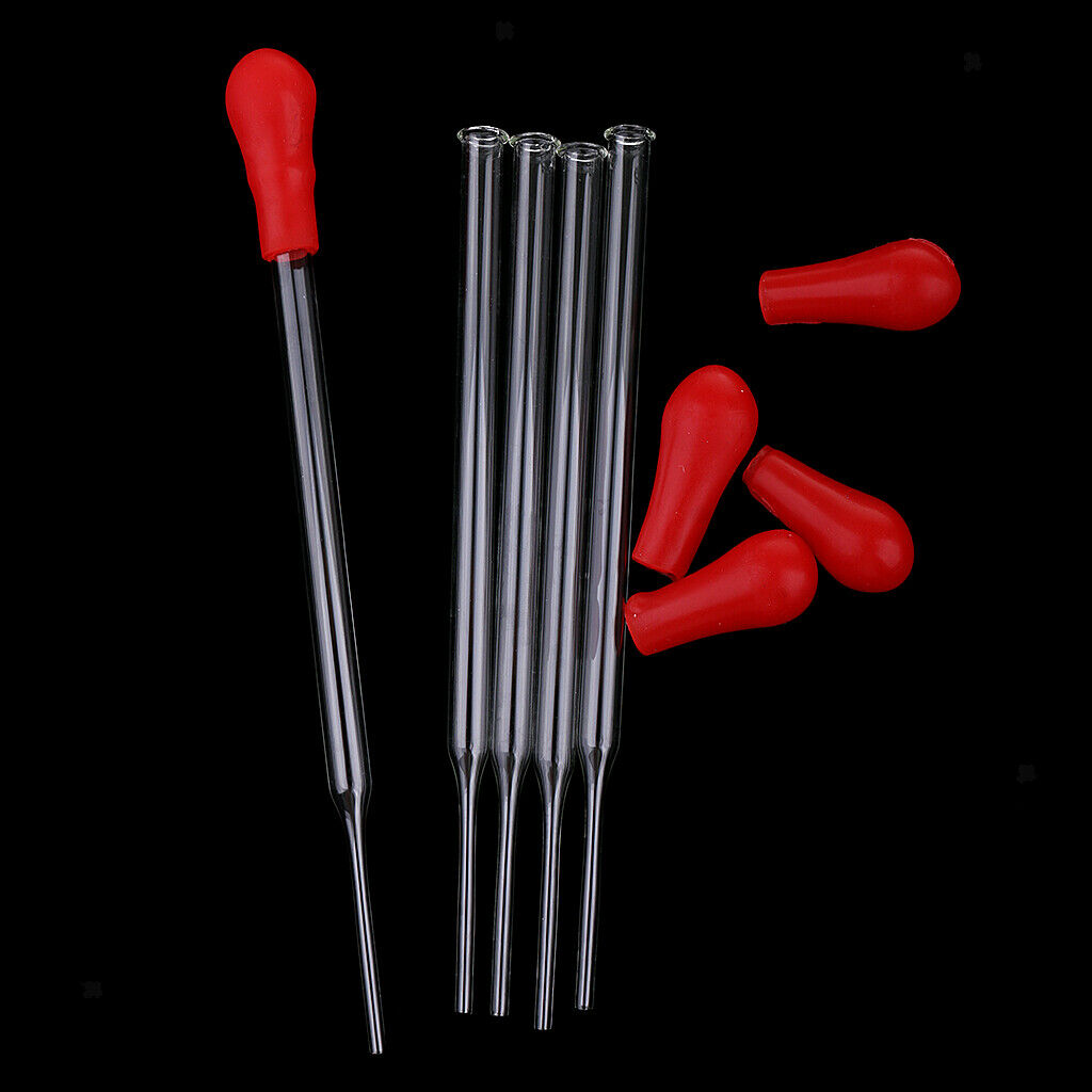 5 Pieces Clear Glass Pipette Pipet Dropper Dispensing Liquids Lab 14cm