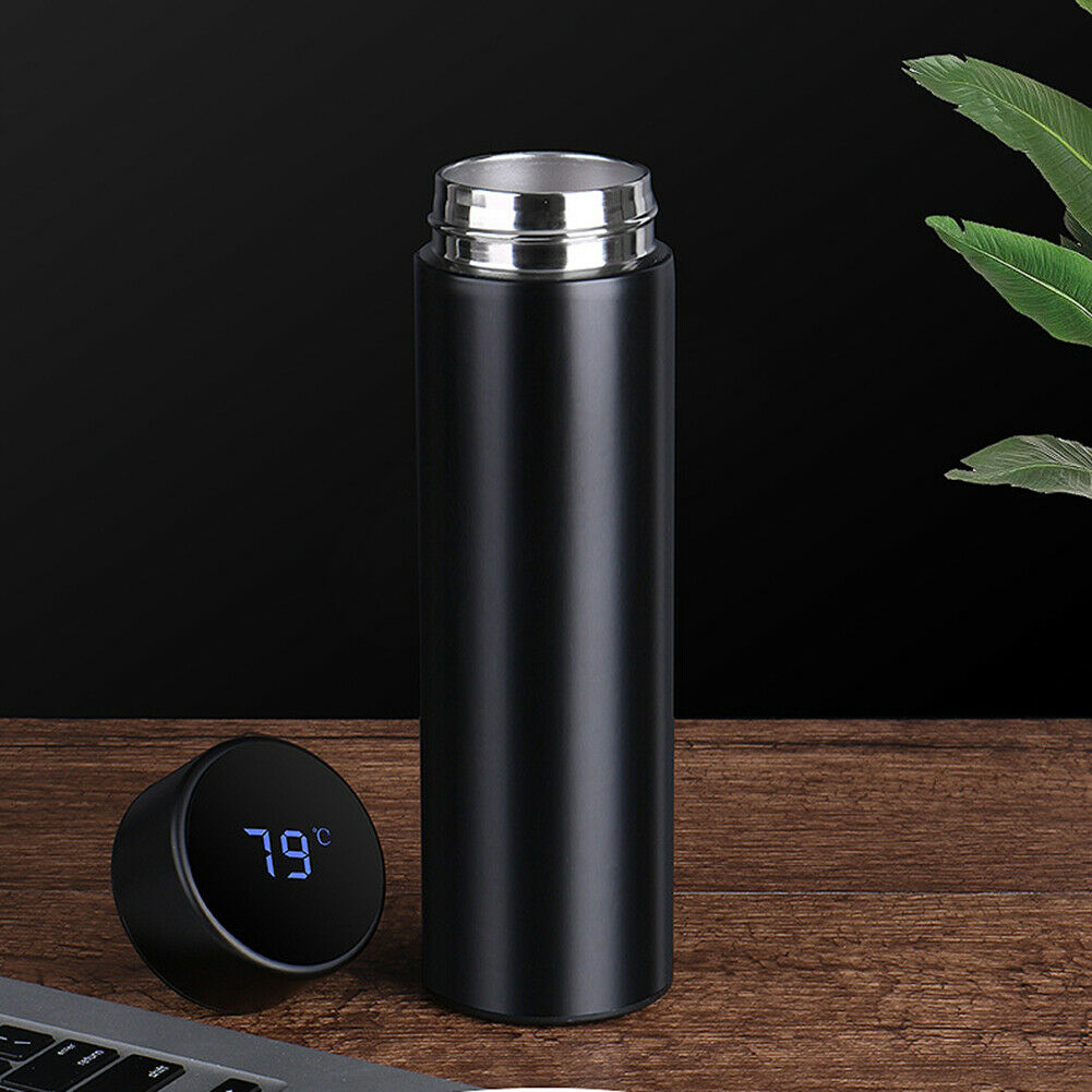500mL Smart Insulation Cup Stainless Steel LED Touch Screen Water Bottle @
