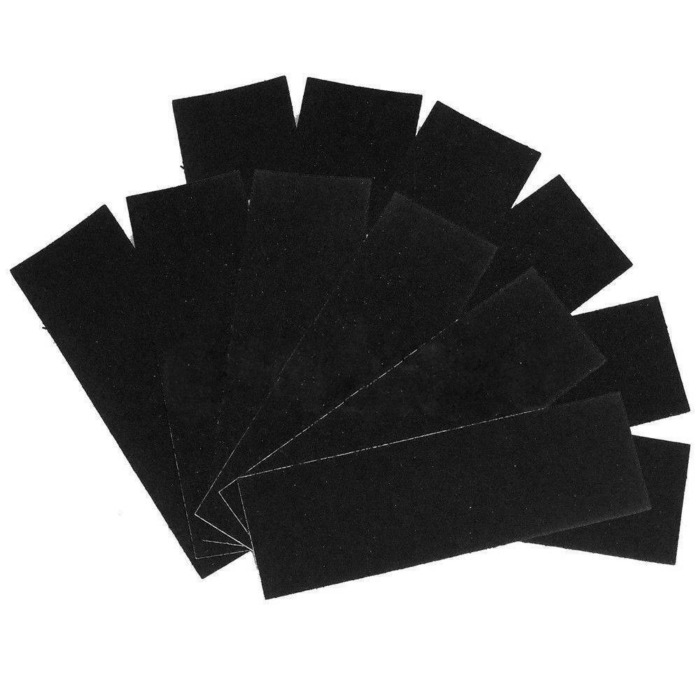12Pcs Wooden Fingerboard Uncut Non-slip Sandpaper Grip Tape Stickers Set Black