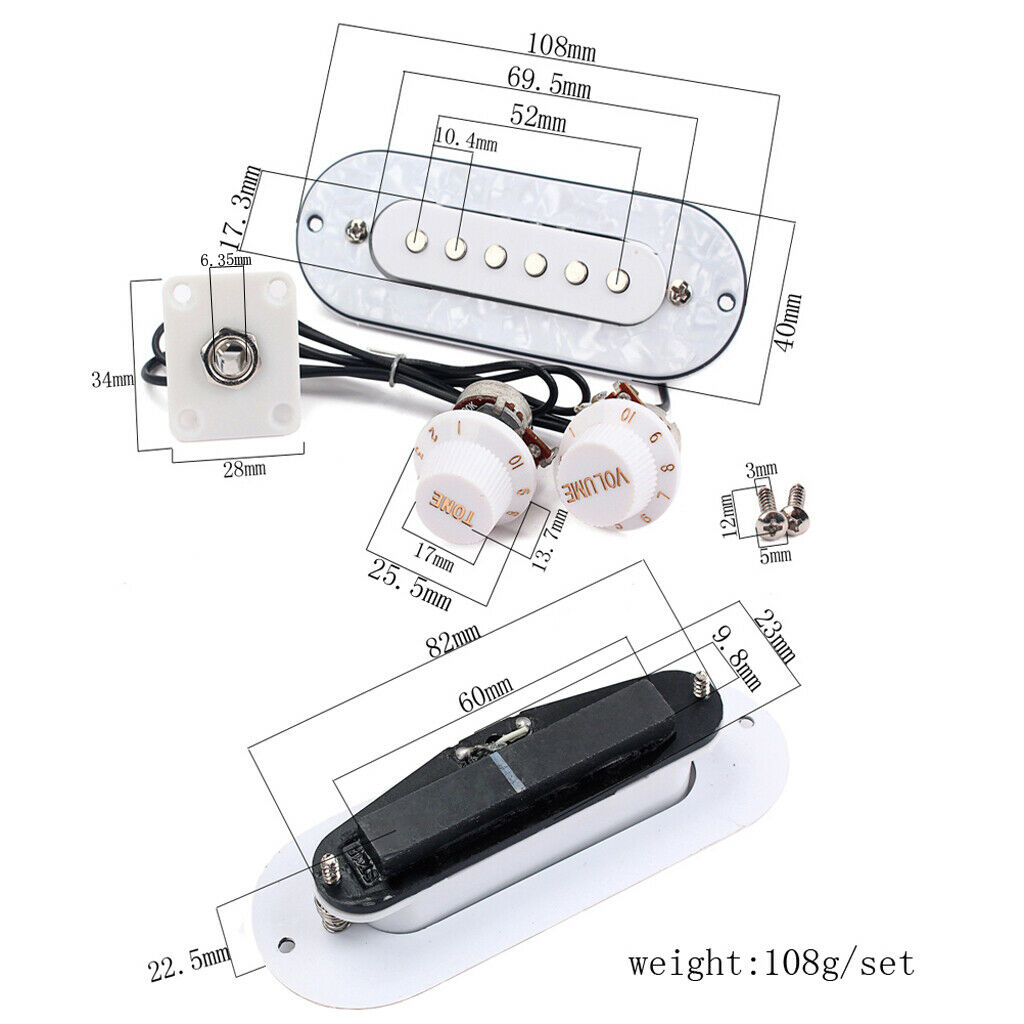 Loaded 52mm Bridge Pickup with Pickguard Volume Tone Knobs for Acoustic Folk