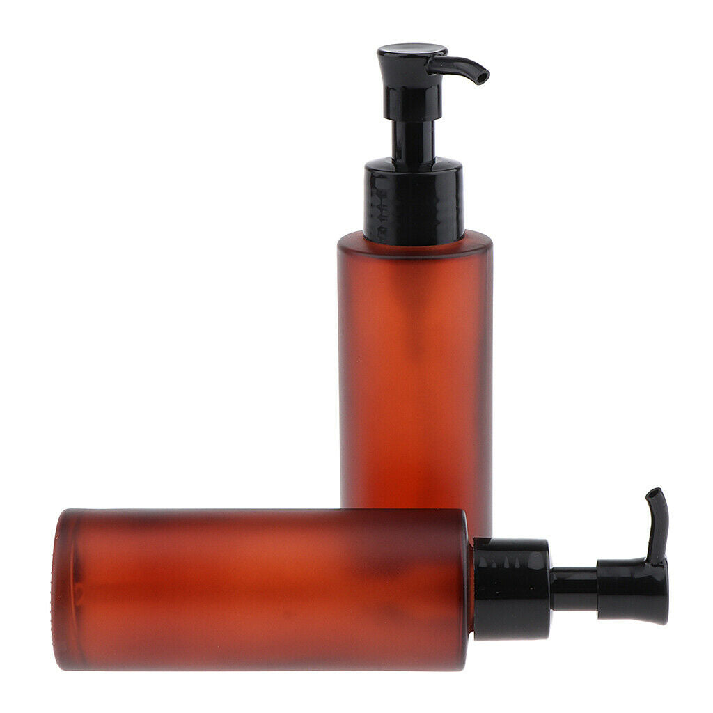 4x Empty Refillable Glass Pump Press Bottles with Dispenser