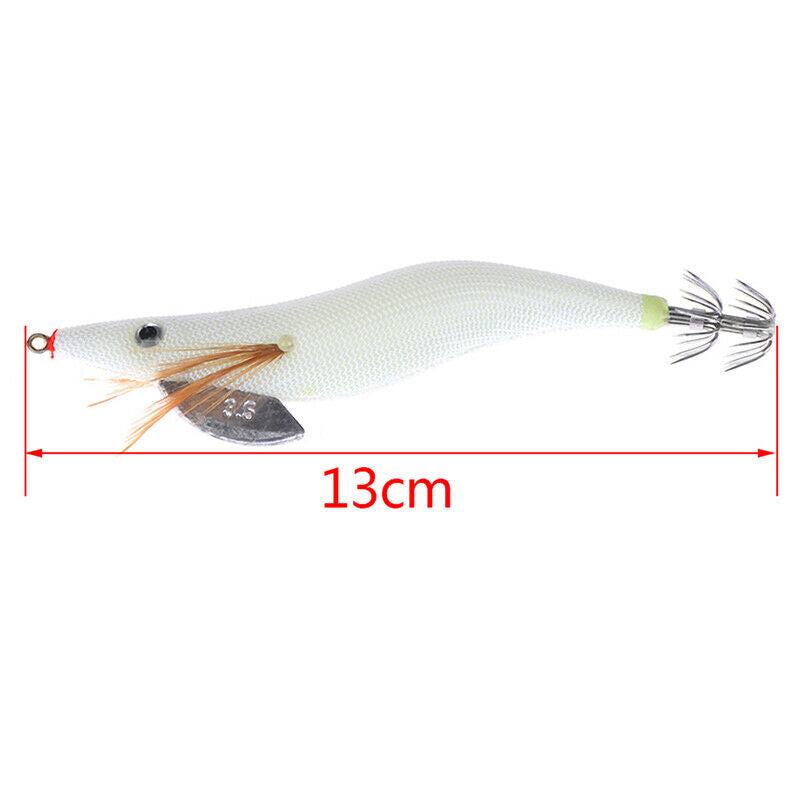 1PC Luminous Squid Jigs White Glow Wood Shrimp with Octopus Squid Jig Hoo.l8