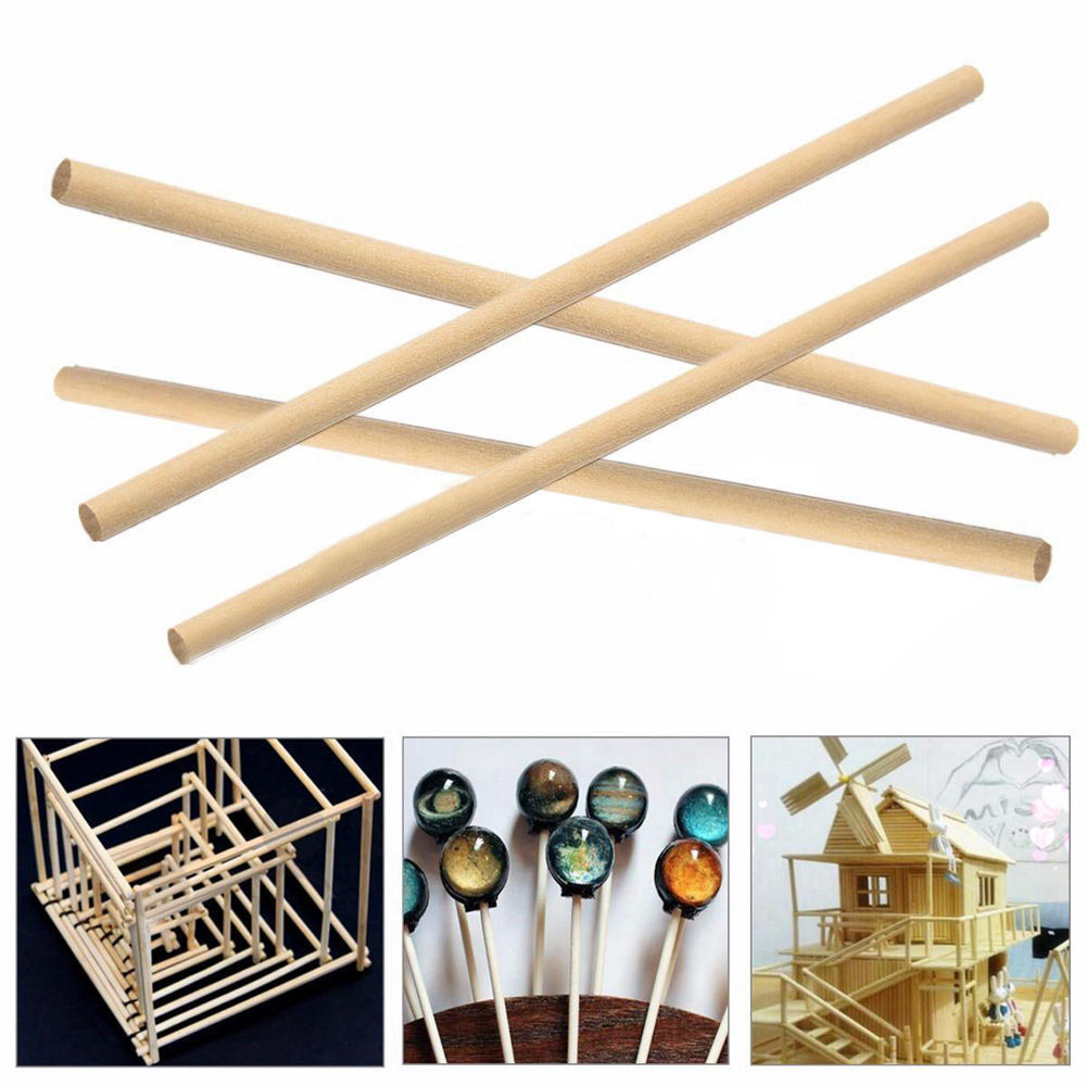 Round Wooden Lollipop Cake Pop Sticks Crafts Lolly Wood Dowels Plant Cane
