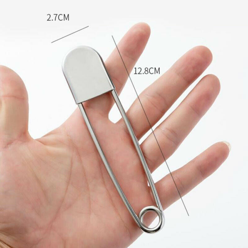 2 Pcs Safety Pins Sewing Tools Large Stainless Steel Clasp Knitted Fabric Cra JD