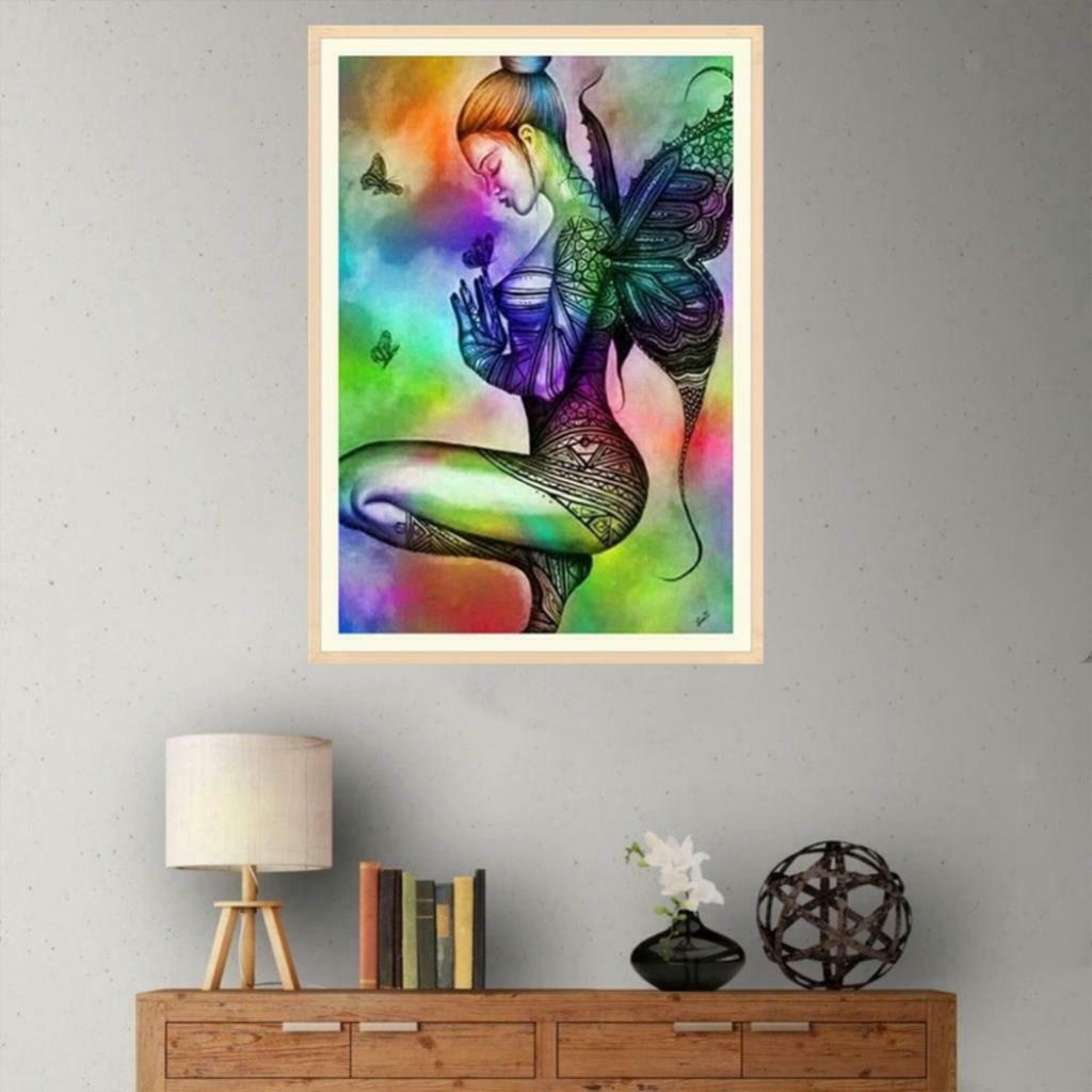 5D Diamond Painting Embroidery Raibow Butterfly Fairy Girls Cross Stitch Kit for