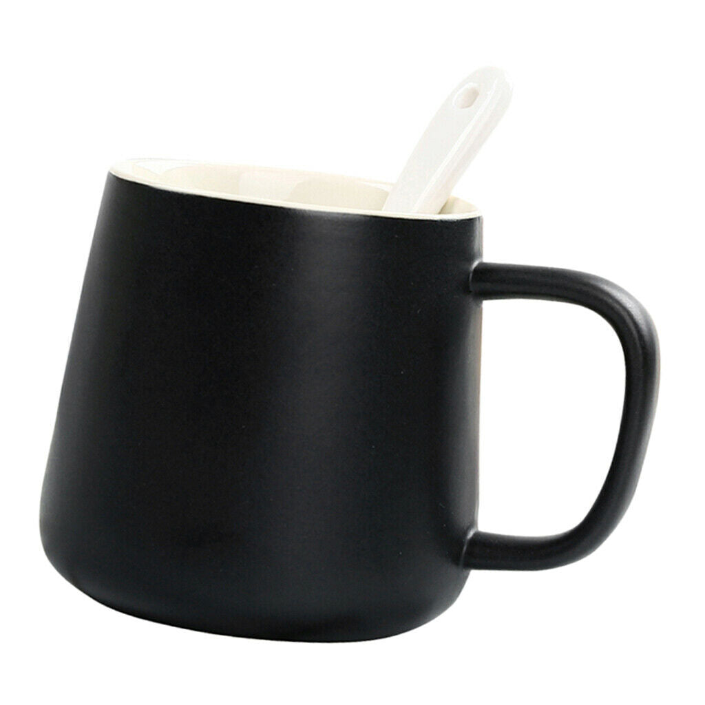Ceramic Water Coffee Cup with Spoon Gifts for Lovers Water Coffee Cup Black