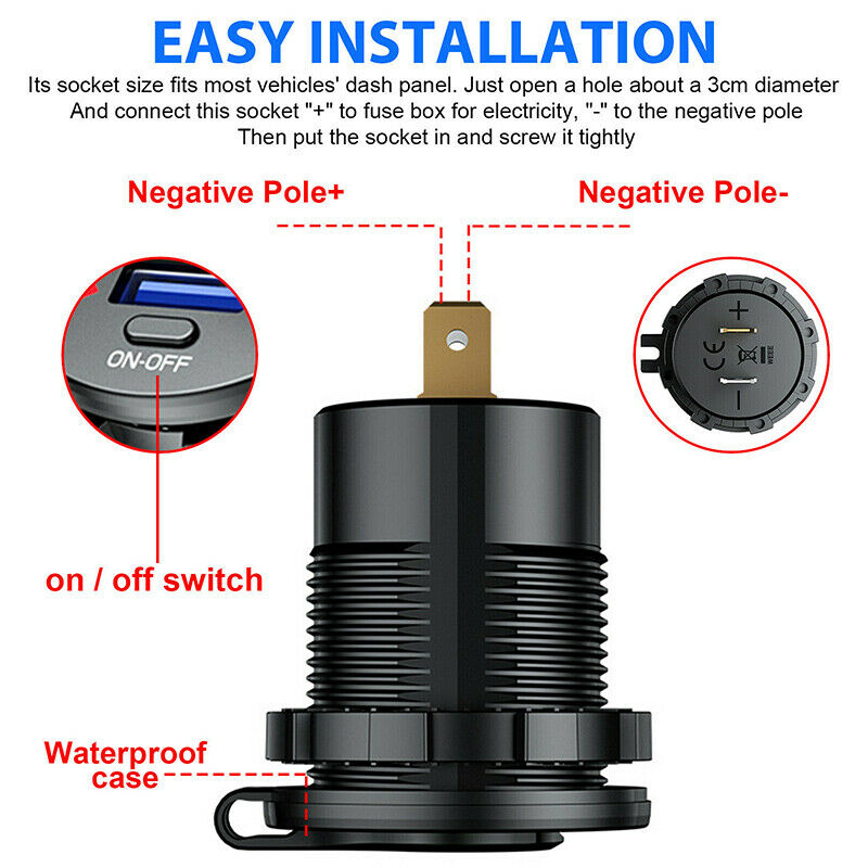 2 in 1 12V 4.8A Dual USB LED Car Fast Charger Socket Power Outlet Voltmeter
