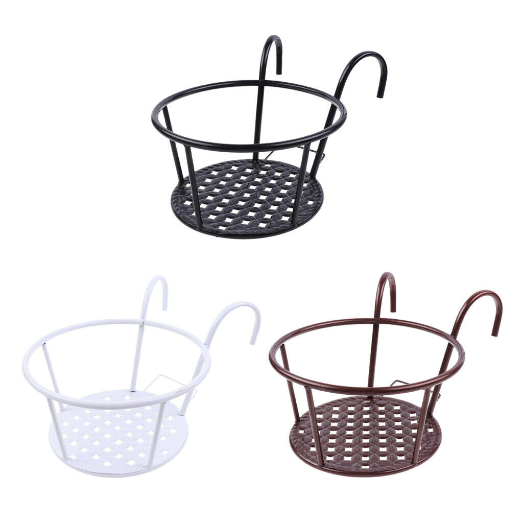 3x Rustic Potted Flower Hangin Basket Planter Braceket for Fence 22cn Dia.
