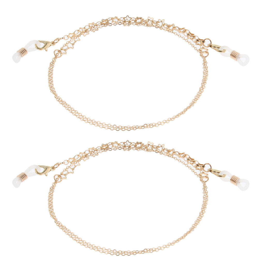 Pack of 2pcs, Anti-slip Elegant Eyeglasses Sunglasses Holder Chains Eyewear