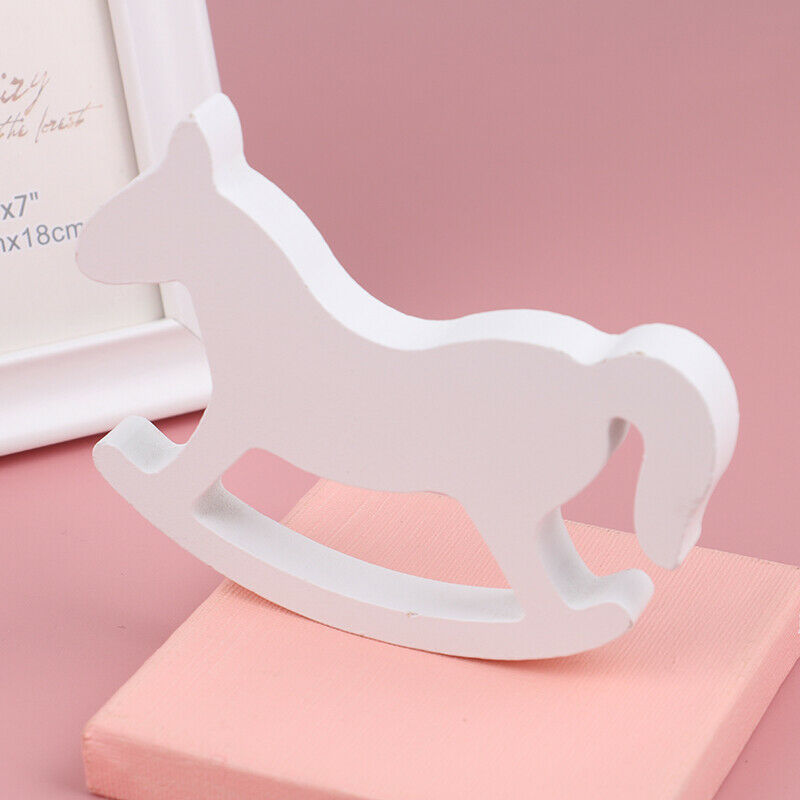 New Miniatures White Wooden Rocking Horse Trojan Home Decor Crafts Kids T.l8