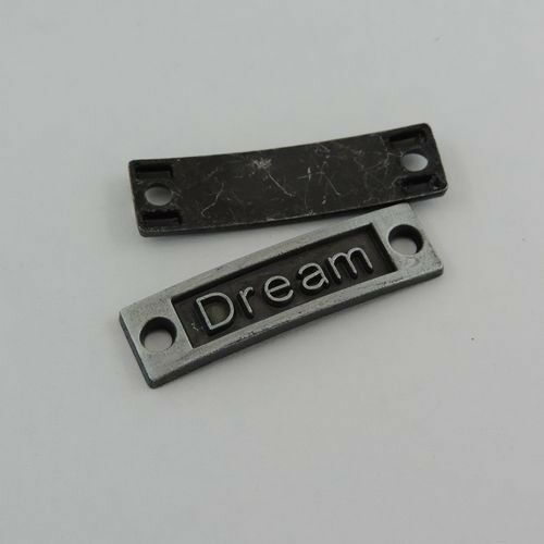 12 pcs Gun Black Alloy Connector Dream Engraved Bracelet Pendant Findings 35*9mm