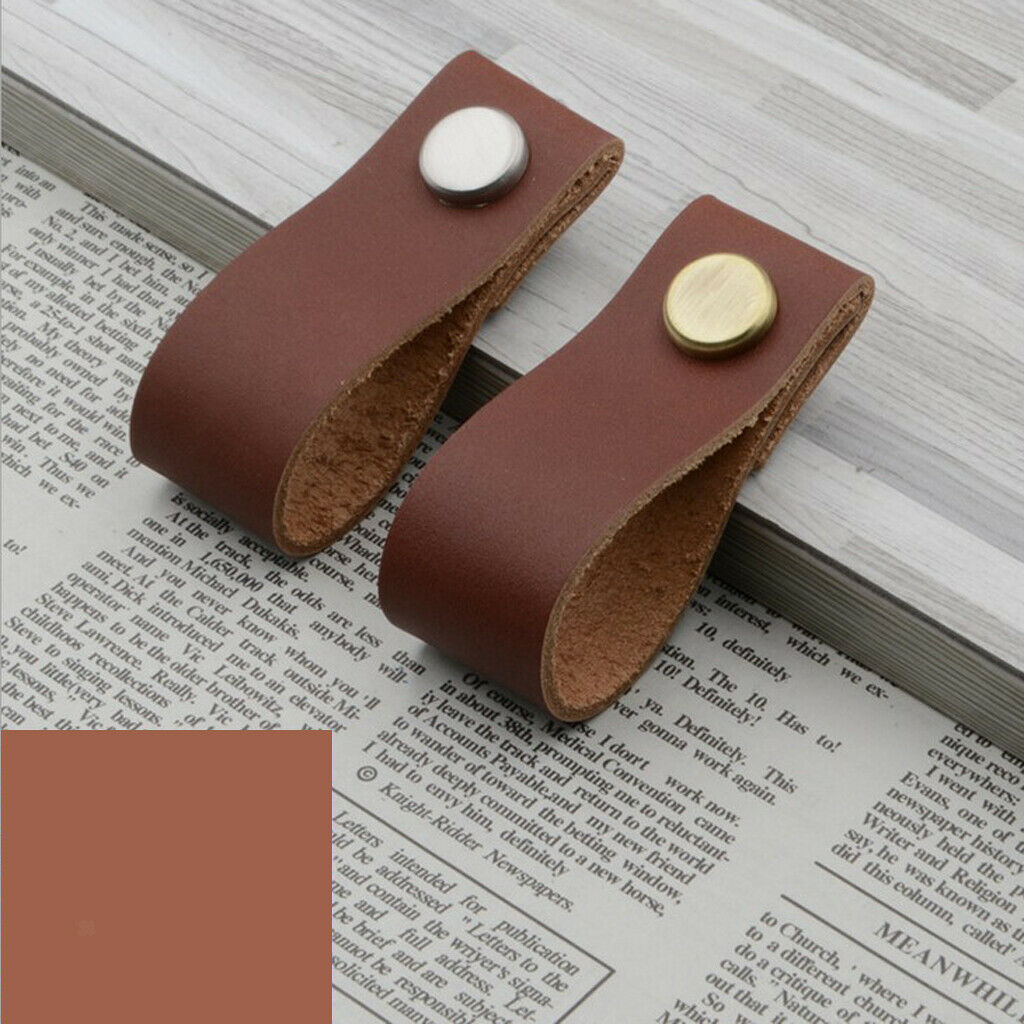 Set of 6 PU Leather Dresser Drawer Cabinet Pulls Closet Door Knob Handle