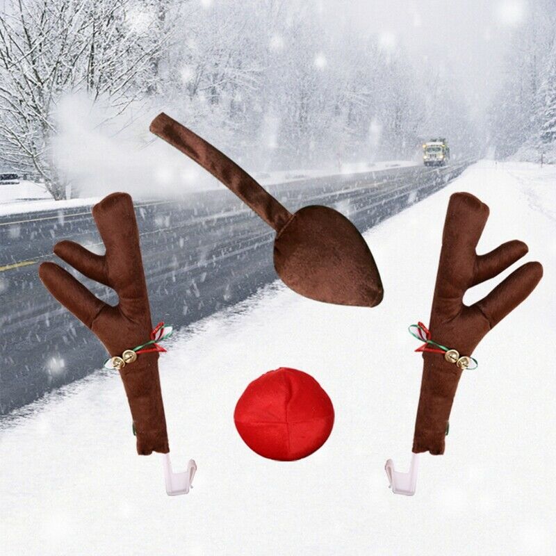 Reindeer Decoration Car Vehicle Nose Horn Costume Set Rudolph Christmas ReindeG3