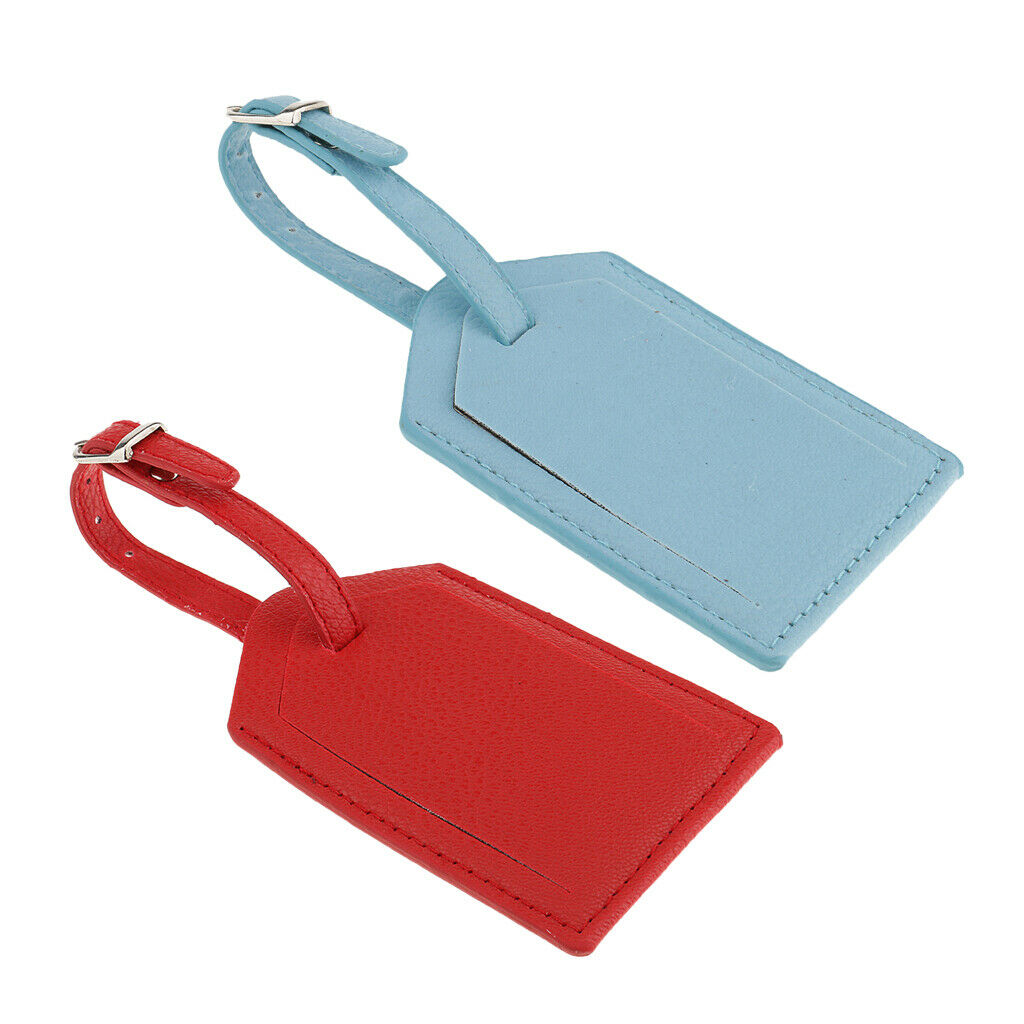 2Pieces PU Leather Luggage Tag Travel Suitcase ID Label  Tag