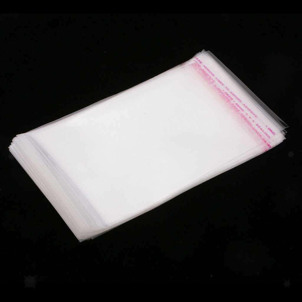 Self Sealing Peel & Seal OPP Clear Plastic Cellophane Cello Bags 100x 8x12cm