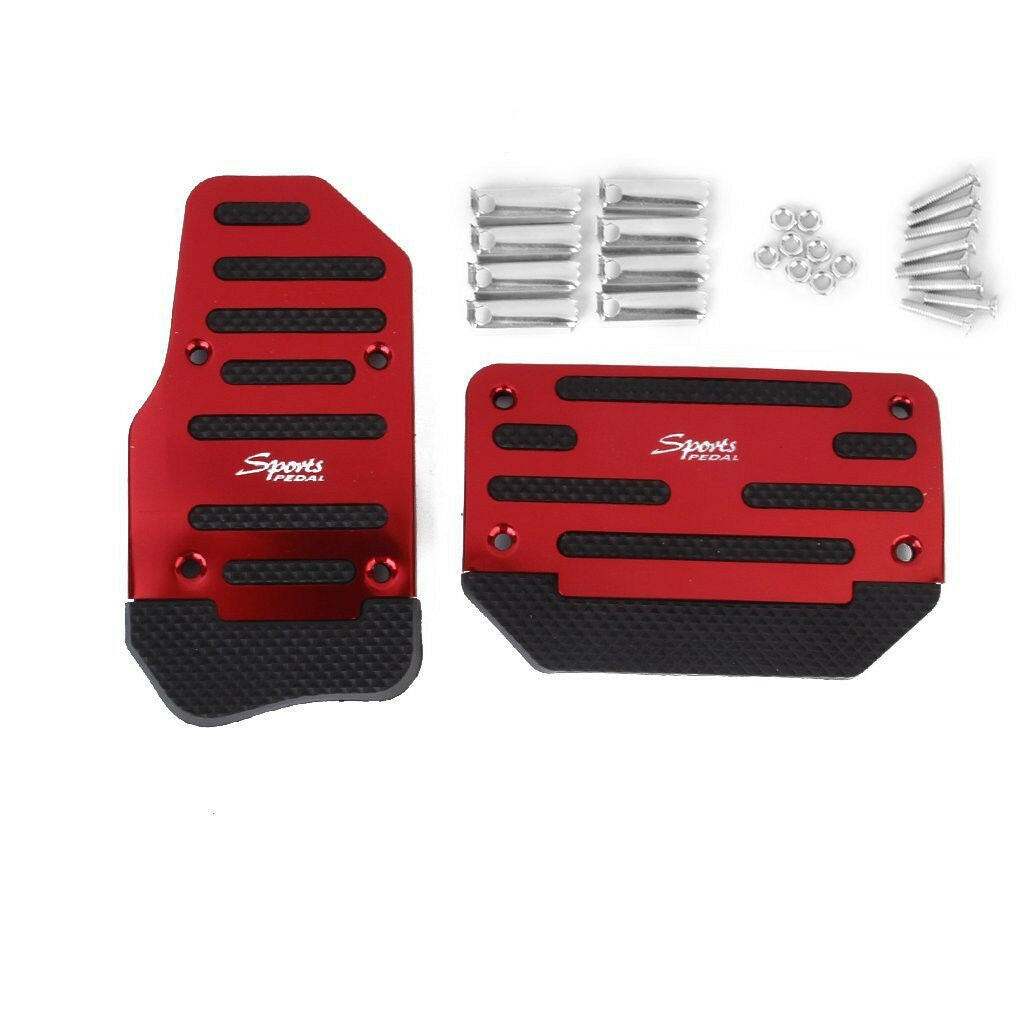 2Pcs Red Non-Slip Treadle Brake Accelerator Foot Pedal Pad For Automatic Car SUV