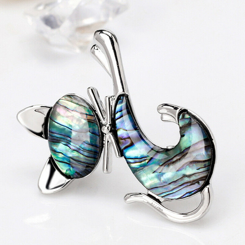 Retro Abalone Shell Brooch Pin Wedding Bridal Bouquet Animal Cat Brooch J.l8