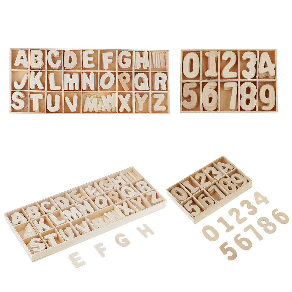 Natural Wooden Craft Alphabet Letters and Arabic Numbers Set Kids Gift