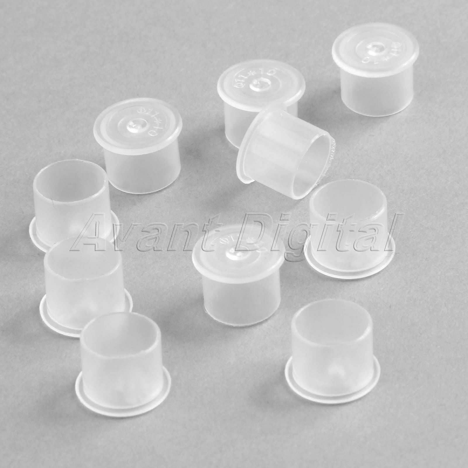 1000Pcs/Pack Disposable Clear White Plastic Tattoo Ink Cups Caps Holder Supply
